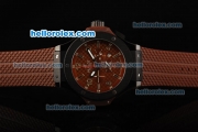 Hublot Big Bang King Chronograph Miyota Quartz Movement Brown Dial with Brown Rubber Strap and PVD Bezel