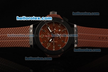 Hublot Big Bang King Chronograph Miyota Quartz Movement Brown Dial with Brown Rubber Strap and PVD Bezel