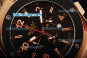 Hublot Big Bang King Chronograph Miyota Quartz Movement Black Dial with Gold Markers/Numerals and Black Rubber Strap