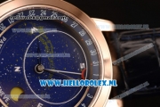 Patek Philippe Grand Complication Sky Moon Celestial Compass Miyota 9015 Automatic Rose Gold Case with Blue Dial and Blue Genuine Leather Strap (GF)