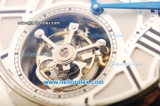 Cartier ballon bleu de Cartier Swiss Tourbillon Manual Winding Movement Steel Case with White Dial and Brown Leather Strap