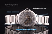 Cartier Ballon Bleu De Automatic Full Steel with Skeleton Dial and Black Roman Markers
