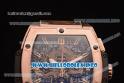 Hublot MP-06 Senna Champion 88 Chrono Miyota Quartz Rose Gold Case with Skeleton Dial and Black Leather Strap