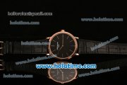 Patek Philippe Calatrava Miyota OS2035 Quartz Rose Gold Case with Black Dial and Stick Markers