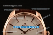 Omega De Ville Tresor Master Co-Axial Clone 8800 Automatic Rose Gold Case with White Dial and Brown Leather Strap - (YF)