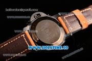 Panerai PAM 625 Luminor 1860 Asia Automatic PVD Case with White Dial Red Arabic Numeral Markers and Brown Leather Strap