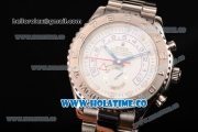 Rolex Yachtmaster II Chrono Swiss Valjoux 7750 Automatic Full Steel with White Dial and Dot Markers (BP)