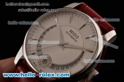 Mido Baroncelli II Swiss ETA 2824 Automatic Steel Case with Brown Leather Strap and White Dial