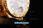 Rolex Yachtmaster Swiss ETA 2836 Automatic Movement Full Gold Case/Strap with Black Dial and White Round Hour Marker