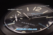 Panerai Luminor Marina Logo Pam 005 Asia 6497 Manual Winding Movement PVD Case with Black Dial and Brown Leather Strap