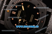 Panerai Submersible 1950 3 Days PAM 508 Clone P.9000 Automatic Ceramic Case with Yellow Markers Black Leather Strap and Black Dial