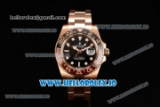 Rolex GTM-Master II 2836 Automatic Rose Gold Case with Black Dial Dots Markers and Steel Bracelet