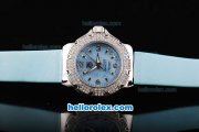 Tag Heuer Formula 1 Quartz Movement Silver Case with Diamond Bezel-Blue Dial and Blue Leather Strap-Lady Size