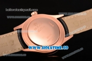 Rolex Cellini Time Asia 2813 Automatic Rose Gold Case with Black Leather Strap and White Dial (BP)