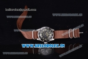 Rolex Submariner Vintage Asia 2813 Automatic Steel Case with Black Dial Stick/Arabic Number Markers and Brown Nylon Strap