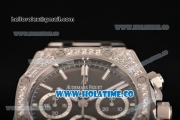 Audemars Piguet Royal Oak Chronograph Swiss Valjoux 7790 Automatic Steel/Diamonds Case with Black Dial Diamonds Bezel and Stick Markers (EF)