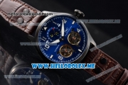 IWC Big Pilot Double Tourbillon Asia ST28 Automatic PVD Case with Blue Dial and Brown Leather Strap Stick/Arabic Numeral Markers