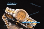 Rolex Datejust Lady 2813 Automatic Two Tone Case/Strap with Yellow MOP Dial and Diamond Bezel ETA Coating