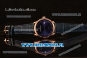 Girard Perregaux 1966 9015 Auto Rose Gold Case with Blue Dial and Blue Leather Strap