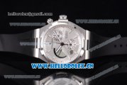 Vacheron Constantin Overseas Dual Time Asia ST30 Automatic Steel Case with Silver Dial Stick Markers and Black Rubber Strap