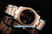 Rolex Datejust Oyster Perpetual Automatic Movement Black Dial with Diamond Bezel and Two Tone Strap