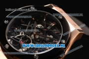 Hublot Classic Fusion Skeleton Tourbillon Rose Gold/PVD Case Asia Auto with Skeleton Dial and Black Leather Strap