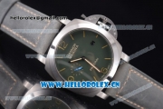 Panerai Luminor Marina 1950 3 Days Asia ST25 Automatic Steel Case with Green Dial Stick/Arabic Numeral Markers and Grey Leather Strap