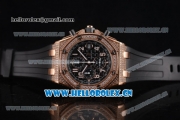 Audemars Piguet Royal Oak Offshore Seiko VK67 Quartz Rose Gold/Diamonds Case with Black Dial and Black Rubber Strap