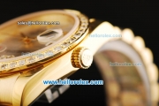 Rolex Datejust Oyster Perpetual Automatic Movement Gold Case with Gold Roman Numeral Markers and Diamond Bezel
