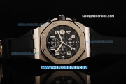 Audemars Piguet Royal Oak Offshore Chronograph Miyota Quartz Movement with Black Dial and White Marking-Black Rubber Strap