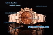 Rolex Daytona Chronograph Swiss Valjoux 7750-SHG Automatic Rose Gold Case with Stick Markers and Rose Gold Strap