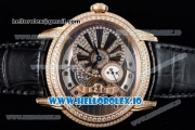 Audemars Piguet Millenary Miyota 9015 Automatic Rose Gold Case White Dial With Roman Numeral Markers Black Leather Strap