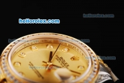 Rolex Datejust Automatic Movement Golden Dial with Diamond Bezel and Two Tone Strap