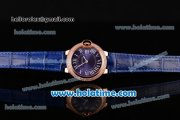 Cartier Ballon Bleu Swiss Quartz Rose Gold Case with Blue Leather Strap Diamond Bezel and Blue Dial