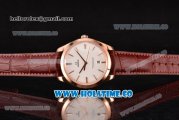 Omega De Ville Trésor Master Co-Axial Swiss ETA 2824 Automatic Rose Gold Case with Brown Leather Strap and Silvery Opaline Dial