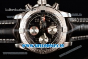 Breitling Super Avenger II 7705 Automatic Steel Case with Black Dial Arabic Numeral Markers and Genuine Leather Strap (GF)