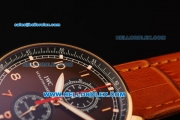 IWC Portuguese Yacht Club Chronograph Quartz Movement Rose Gold Case with Brown Dial and Leather Strap