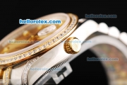 Rolex Datejust Automatic Movement Golden Dial with Diamond Markers and Two Tone Strap