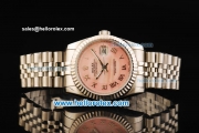 Rolex Datejust Oyster Perpetual Automatic Movement Full Steel with Pink Dial and Roman Numeral Markers