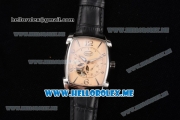 Parmigiani Kalpa Miyota 9015 Automatic Steel Case with Yellow Dial and Black Leather Strap Stick/Arabic Numeral Markers
