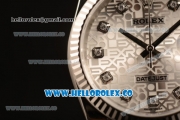 Rolex Datejust Clone Rolex 3135 Automatic Stainless Steel Case/Bracelet with Silver Dial and Diamonds Markers - 1:1 Original (MARK F)