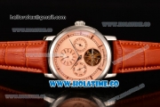 Vacheron Constantin Malte Tourbillon Asia Automatic Steel Case with Pink Dial Brown Leather Strap - Stick Markers