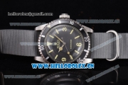 Rolex Submariner Vintage Asia 2813 Automatic Steel Case with Grey Dial Stick/Arabic Number Markers and Grey Nylon Strap