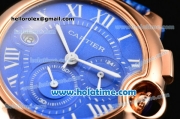 Cartier Ballon Bleu De Medium Chrono Miyota Quartz Rose Gold Case with Blue Dial and White Roman Numeral Markers