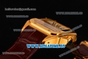 Cartier Santos 100 Medium Swiss ETA 2824 Automatic Yellow Gold Case with Beige Dial and Brown Leather Strap