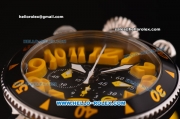 Gaga Milano Chrono 48 Miyota OS20 Quartz PVD Bezel with Black Dial and Yellow Numeral Markers