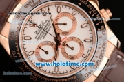 Rolex Daytona Chrono Swiss Valjoux 7750-SHG Automatic Rose Gold Case with Black Ceramic Bezel and Whtie Dial