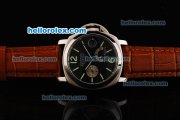 Panerai PAM 124 Luminor Power Reserve Automatic Movement Black Dial with Green Stick Markers and Brown Leather Strap