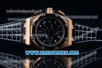 Audemars Piguet Royal Oak Offshore Juan Pablo Montoya Chrono Miyota OS10 Quartz Rose Gold Case with Black Dial and Black Leather Strap (EF)