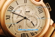 Cartier Ballon Bleu de Cartier Chronograph Miyota Quartz Movement Full Rose Gold with Silver Dial